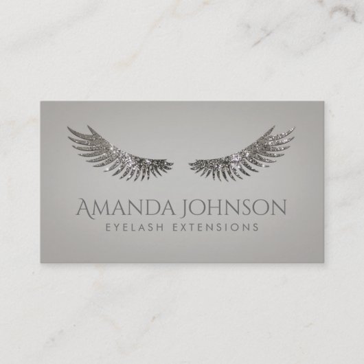 Glitzer Lashes Eyelash Extensions Silver Card Visitenkarte (Vorderseite)