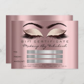 Glitzer Lashes Gold Mauve Makeup Certificate Spark Einladung (Vorne/Hinten)
