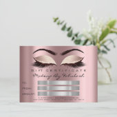 Glitzer Lashes Gold Mauve Makeup Certificate Spark Einladung (Stehend Vorderseite)