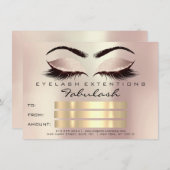 Glitzer Lashes Gold Pink Makeup Zertifikat Blush Einladung (Vorne/Hinten)