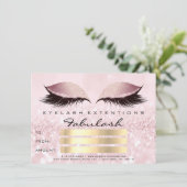 Glitzer Lashes Gold Pink Makeup Zertifikat Geschen Einladung (Stehend Vorderseite)