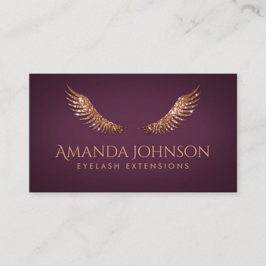 Glitzer Lashes Gold Wings Grab Color Card Visitenkarte (Vorderseite)