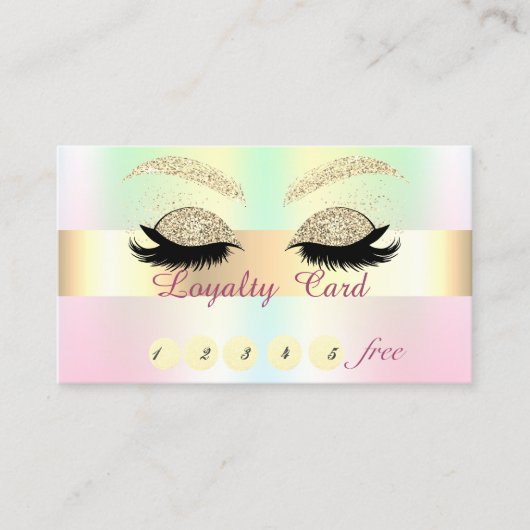 Glitzer Lashes Holographic Iridescen Loyalty Card Treuekarte (Vorderseite)