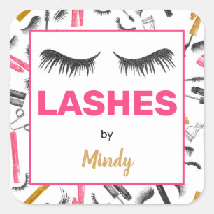 Glitzer Lashes Makeup Artist Wasserfarbe Quadratischer Aufkleber