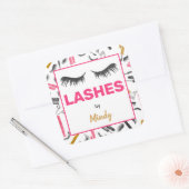 Glitzer Lashes Makeup Artist Wasserfarbe Quadratischer Aufkleber (Umschlag)