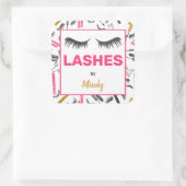 Glitzer Lashes Makeup Artist Wasserfarbe Quadratischer Aufkleber (Tasche)