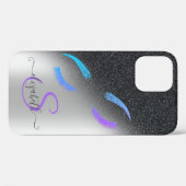 Glitzer Lashes Schwarzer Glitzer Ombre Silver Case-Mate iPhone Hülle (Rückseite (Horizontal))