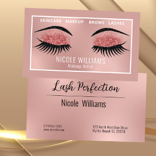 Glitzer Lashes und Brows Beauty Makeup Visitenkarte
