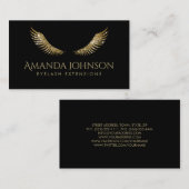 Glitzer Lashes White Gold Wings Simple Black Card Visitenkarte (Vorne/Hinten)
