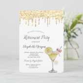 Glitzer lässt Cocktail Lemon-Rente fallen Einladung (Stehend Vorderseite)