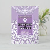 Glitzer Lavender Silver Sikh Anand Karaj Wedding Folieneinladung (Stehend vorne)