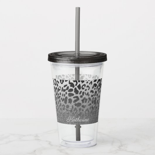 Glitzer-Leopard-Druck Acryltrinkbecher (Vorderseite)