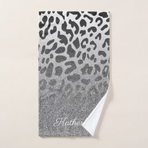 Glitzer-Leopard-Druck Badhandtuch Set