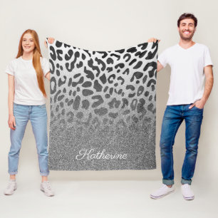 Glitzer-Leopard-Druck Fleecedecke