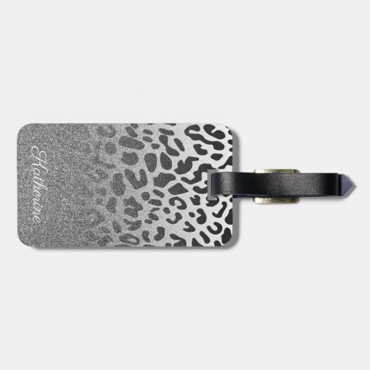 Glitzer-Leopard-Druck Gepäckanhänger (Rückseite horizontal)