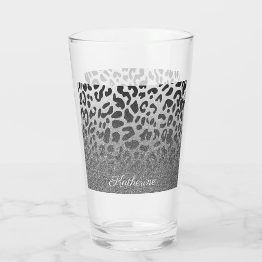 Glitzer-Leopard-Druck Glas (Rückseite)
