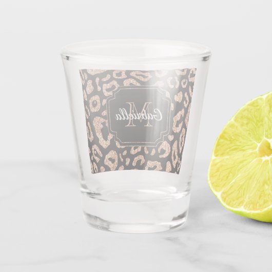 Glitzer-Leopard-Druck Schnapsglas (Rückseite)