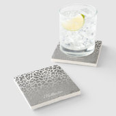 Glitzer-Leopard-Druck Steinuntersetzer (Seitenansicht)