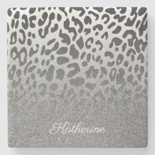 Glitzer-Leopard-Druck Steinuntersetzer
