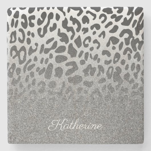 Glitzer-Leopard-Druck Steinuntersetzer (Vorderseite)