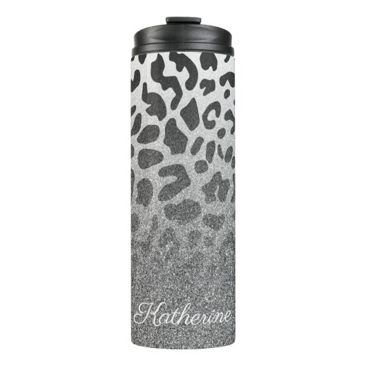 Glitzer-Leopard-Druck Thermosbecher (Vorderseite)
