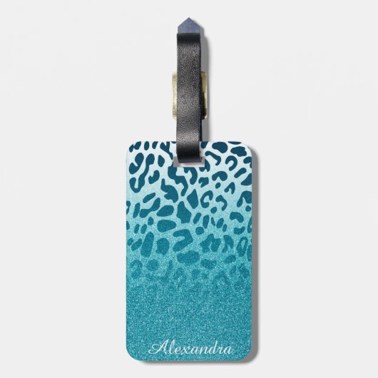Glitzer Leopard Gepäckanhänger (Rückseite vertikal)