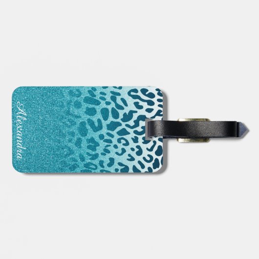Glitzer Leopard Gepäckanhänger (Rückseite horizontal)