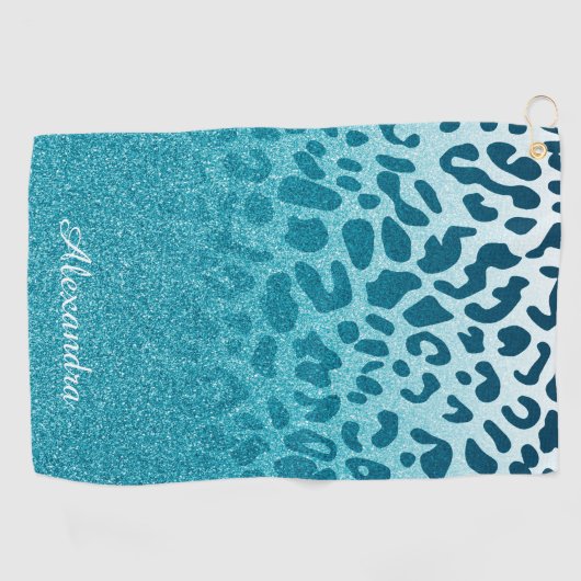 Glitzer Leopard Golfhandtuch (Horizontal)