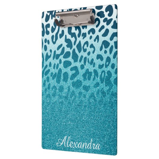 Glitzer Leopard Klemmbrett (Links)