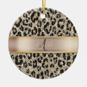 Glitzer Leopard Muster Monogram Keramik Ornament (Vorne)