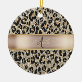Glitzer Leopard Muster Monogram Keramik Ornament