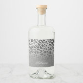 Glitzer Leopard Print Alkoholflaschenetikett (Vorderseite)