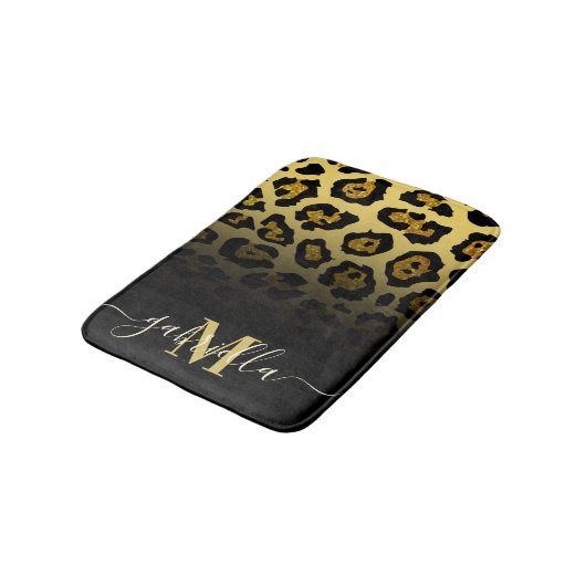 Glitzer Leopard Print Badematte (Schrägansicht)