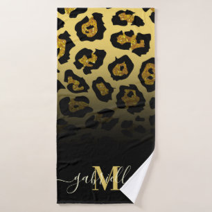 Glitzer Leopard Print Badhandtuch Set
