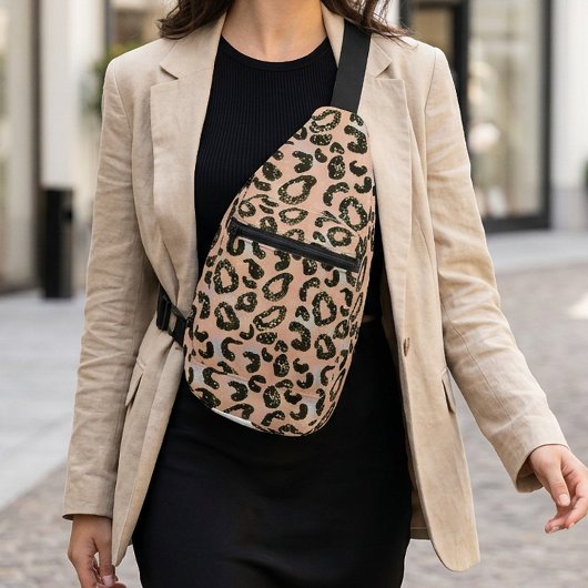 Glitzer Leopard Print Crossbody Sling Bag