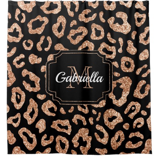 Glitzer Leopard Print Duschvorhang (Vorderseite)
