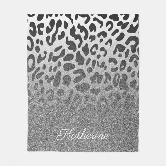 Glitzer Leopard Print Fleecedecke (Vorderseite)