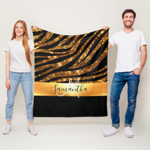 Glitzer Leopard Print Fleecedecke