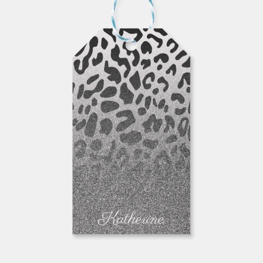 Glitzer Leopard Print Geschenkanhänger (Rückseite)