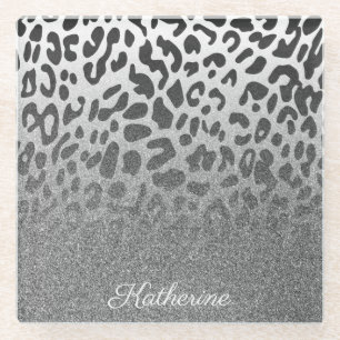 Glitzer Leopard Print Glasuntersetzer