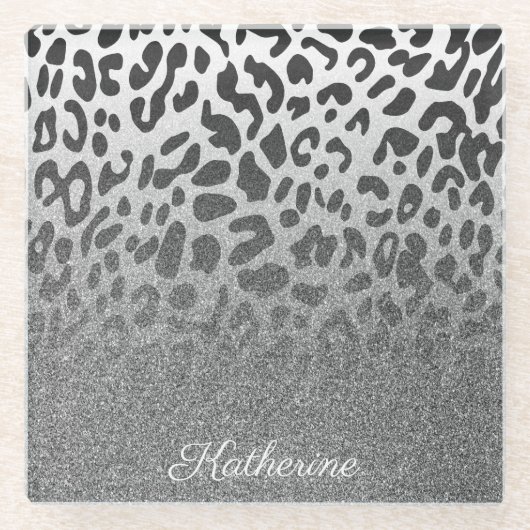 Glitzer Leopard Print Glasuntersetzer (Vorderseite)