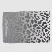 Glitzer Leopard Print Golfhandtuch (Horizontal)
