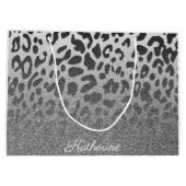 Glitzer Leopard Print Große Geschenktüte (Rückseite)