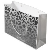 Glitzer Leopard Print Große Geschenktüte (Rückseite Schrägansicht)