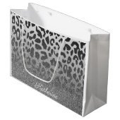 Glitzer Leopard Print Große Geschenktüte (Vorderseite Schrägansicht)