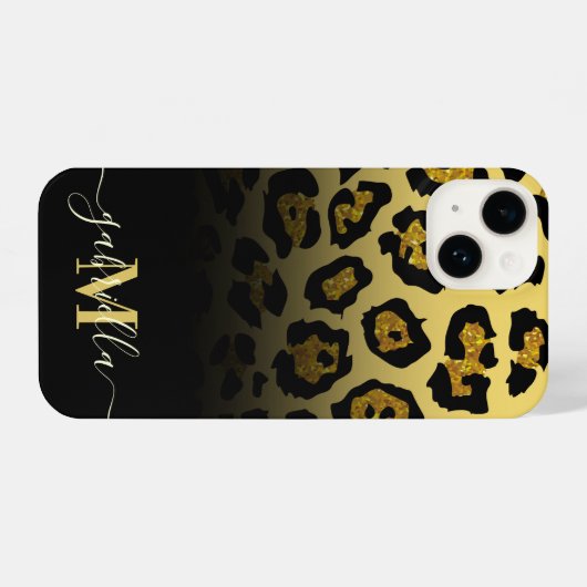 Glitzer Leopard Print iPhone Hülle (Rückseite (Horizontal))