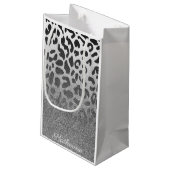 Glitzer Leopard Print Kleine Geschenktüte (Rückseite Schrägansicht)