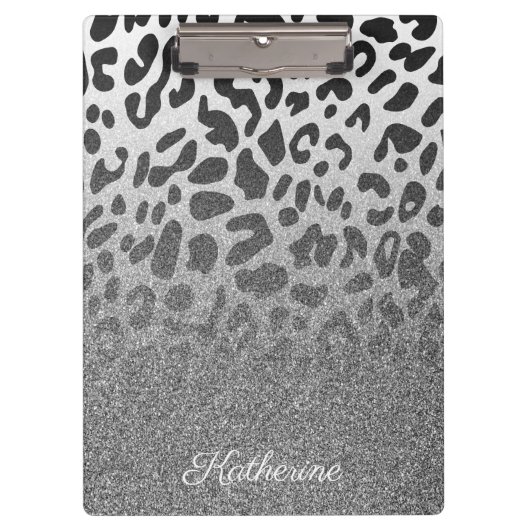 Glitzer Leopard Print Klemmbrett (Vorderseite)