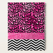 Glitzer Leopard Print Monogram, Hot Pink Imitats Planer (Rückseite)