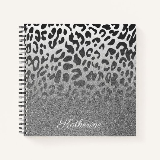 Glitzer Leopard Print Notizblock (Vorderseite)